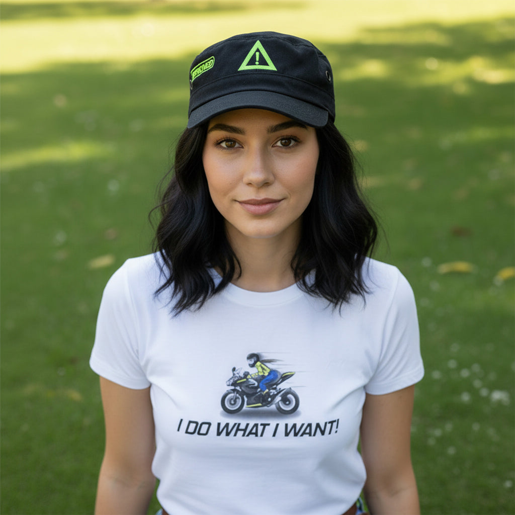 motochick Black Military Cap