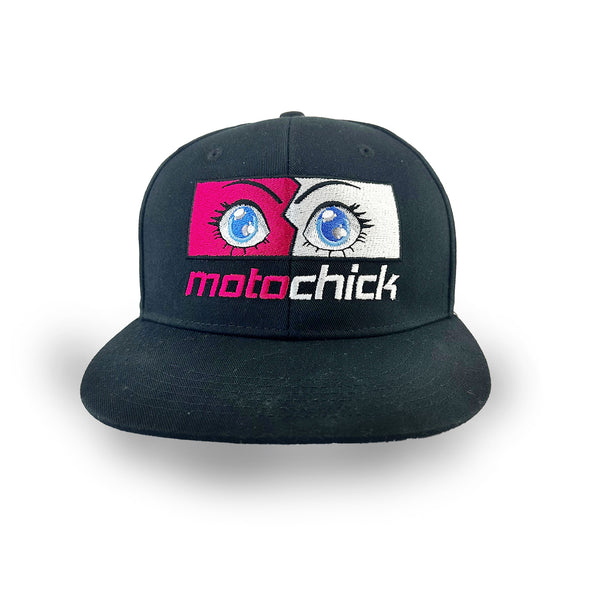 motochick Black Flat Peak Cap